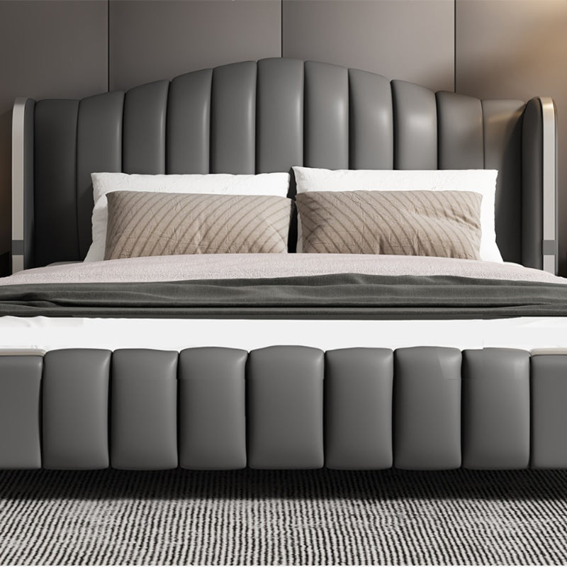 Glam Style Upholstered Headboard Leather Material Sponge Filled Multicolor Choice Bed