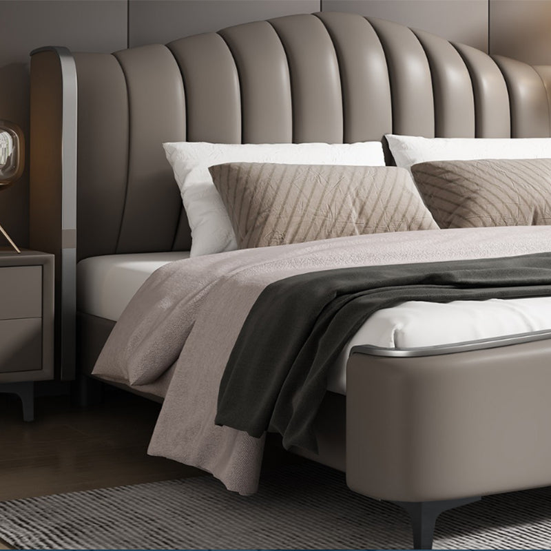 Glam Style Upholstered Headboard Leather Material Sponge Filled Multicolor Choice Bed