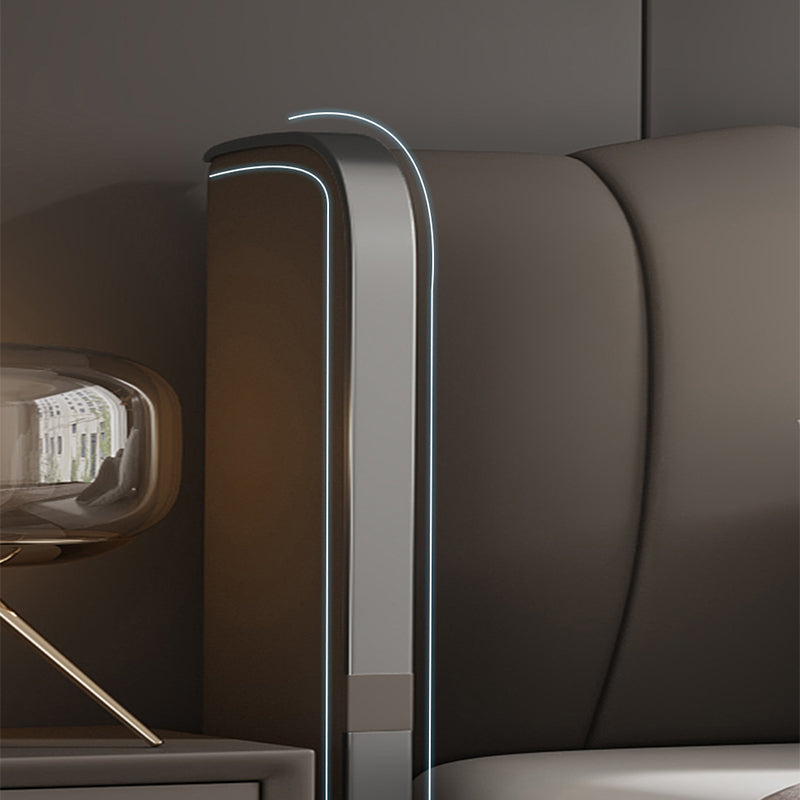 Glam Style Upholstered Headboard Leather Material Sponge Filled Multicolor Choice Bed