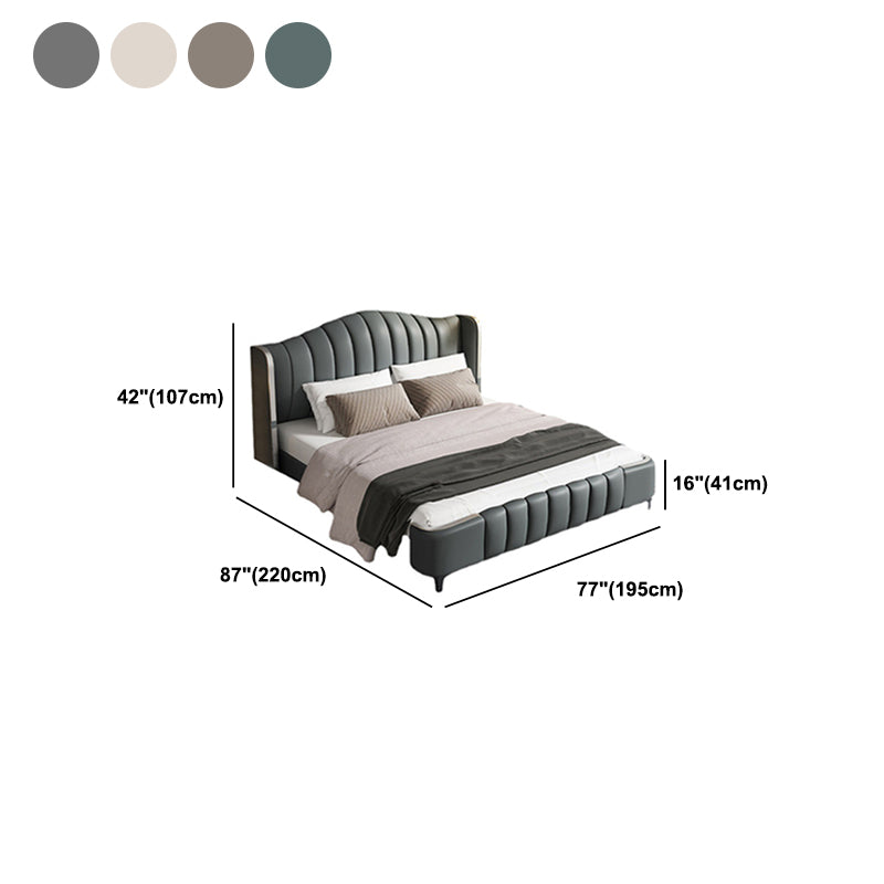 Glam Style Upholstered Headboard Leather Material Sponge Filled Multicolor Choice Bed