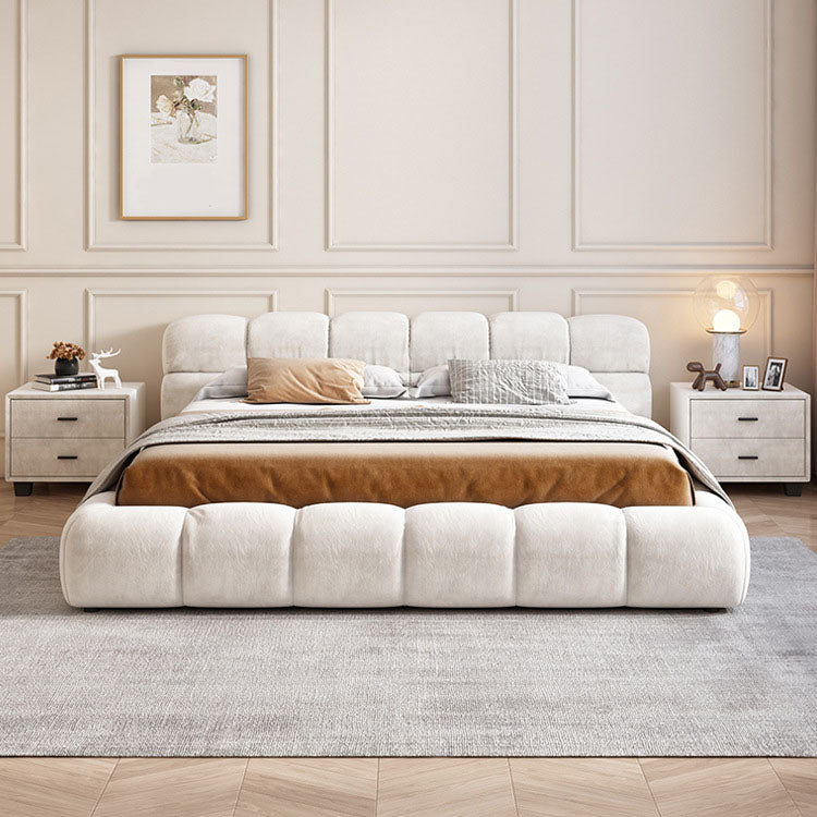 Modern Style Velvet/leather Tufted Upholstered Headboard White Bed