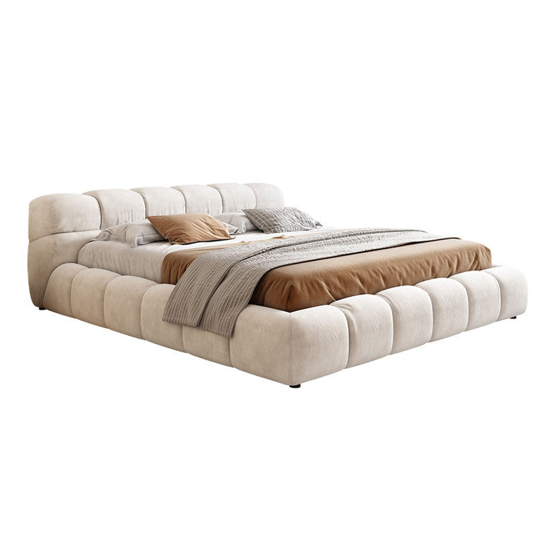 Modern Style Velvet/leather Tufted Upholstered Headboard White Bed
