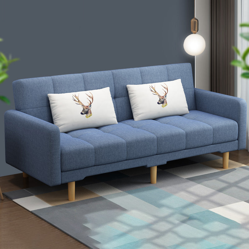 Contemporary Biscuit Back Standard Square Arm Fabric Stationary Sofa