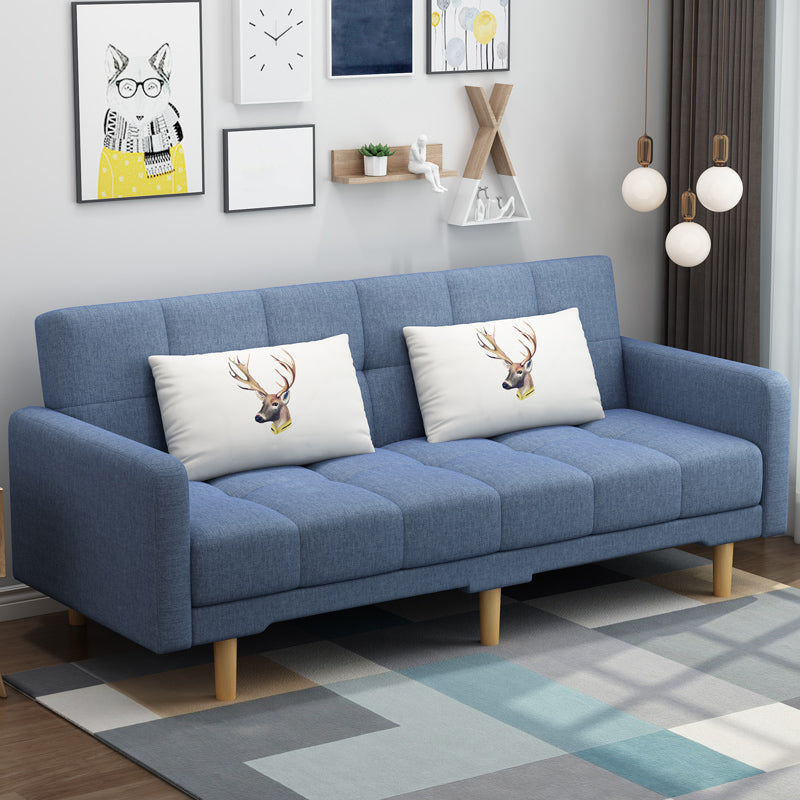 Contemporary Biscuit Back Standard Square Arm Fabric Stationary Sofa