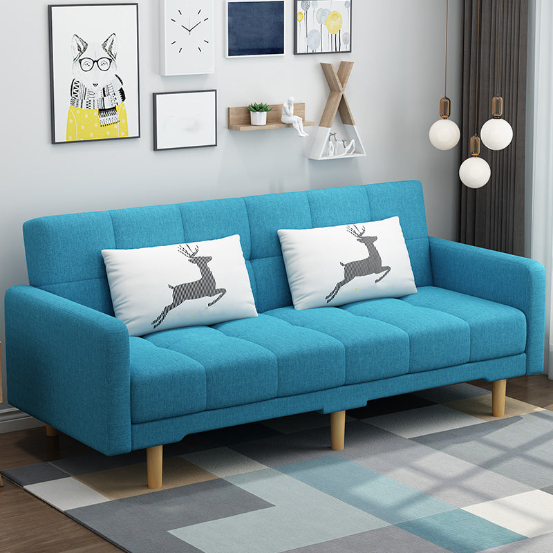 Contemporary Biscuit Back Standard Square Arm Fabric Stationary Sofa