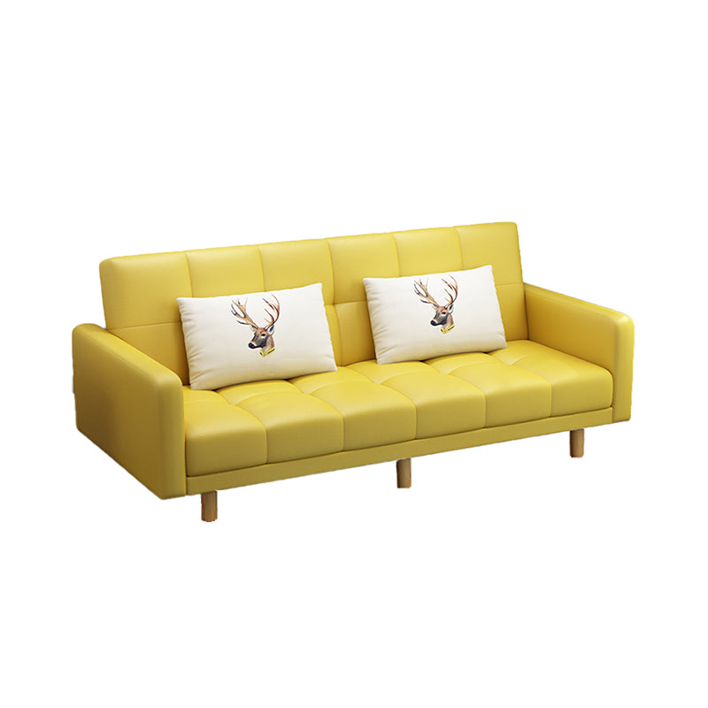 Contemporary Biscuit Back Standard Square Arm Fabric Stationary Sofa