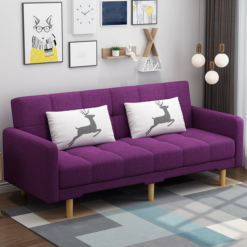 Contemporary Biscuit Back Standard Square Arm Fabric Stationary Sofa