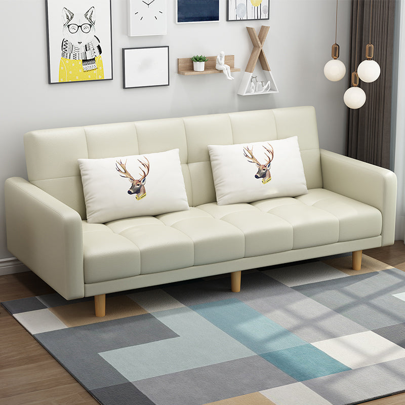 Contemporary Biscuit Back Standard Square Arm Fabric Stationary Sofa