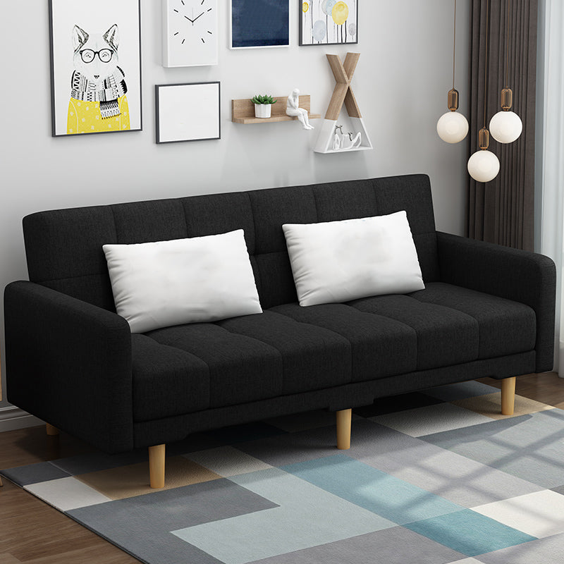 Contemporary Biscuit Back Standard Square Arm Fabric Stationary Sofa