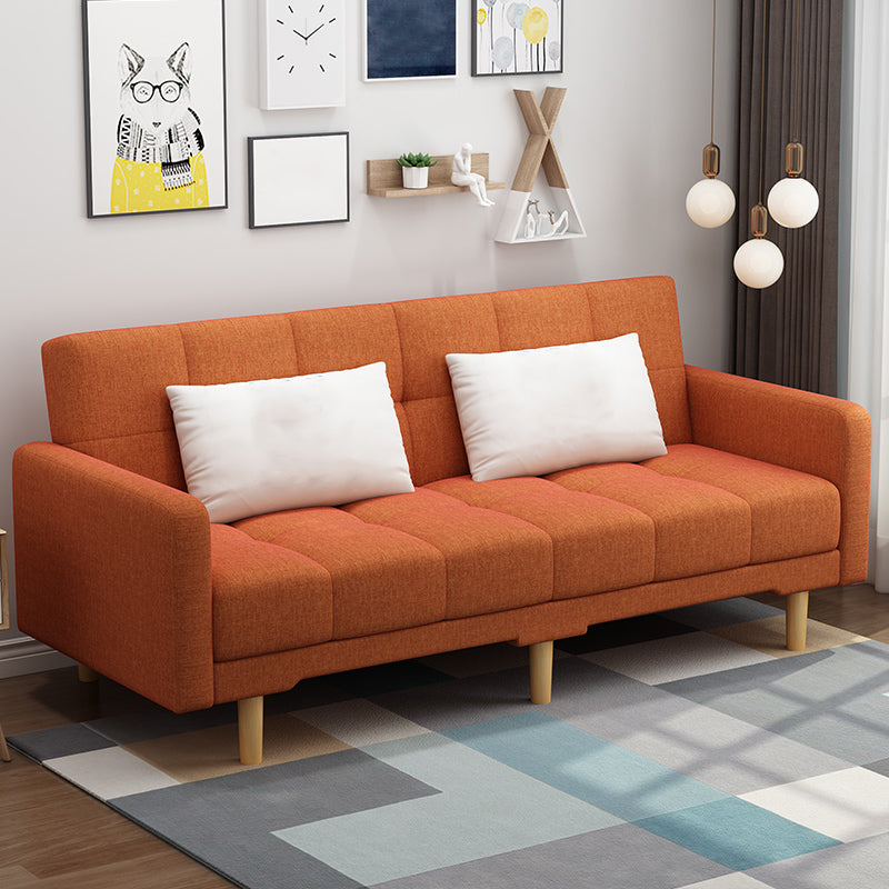 Contemporary Biscuit Back Standard Square Arm Fabric Stationary Sofa