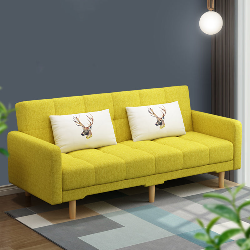 Contemporary Biscuit Back Standard Square Arm Fabric Stationary Sofa