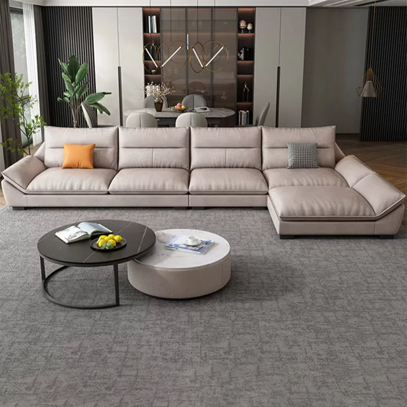 Scandinavian Beige Sectionals/Sofa with Pillow Back for Living Room