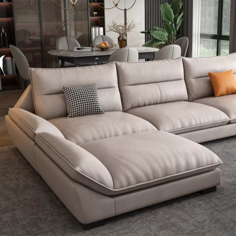 Scandinavian Beige Sectionals/Sofa with Pillow Back for Living Room