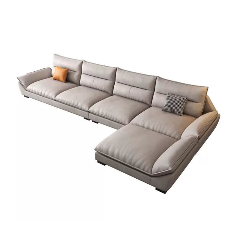 Scandinavian Beige Sectionals/Sofa with Pillow Back for Living Room