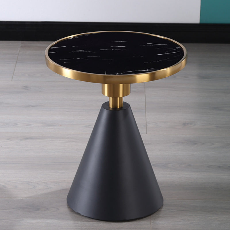Glam Round Faux Marble Top End Table Black/White Sofa Side End Table