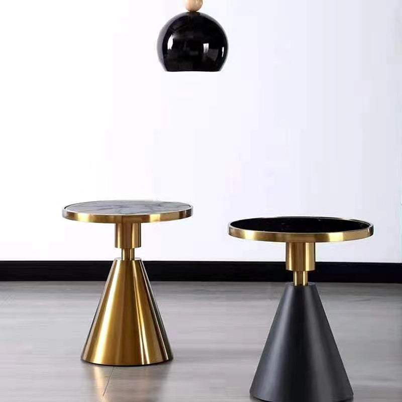 Glam Round Faux Marble Top End Table Black/White Sofa Side End Table
