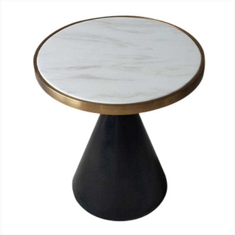 Glam Round Faux Marble Top End Table Black/White Sofa Side End Table