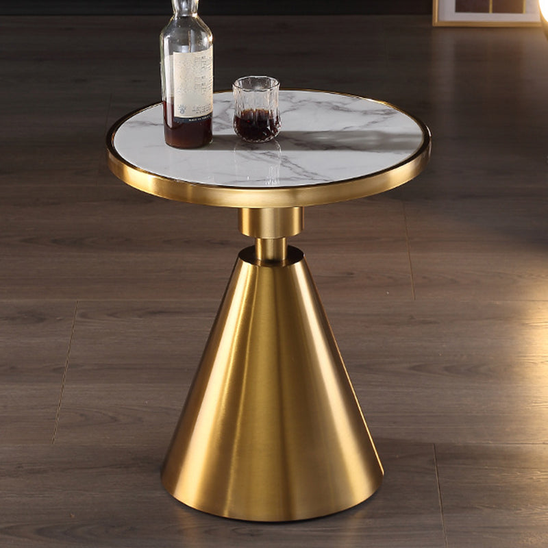 Glam Round Faux Marble Top End Table Black/White Sofa Side End Table
