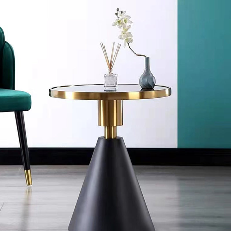 Glam Round Faux Marble Top End Table Black/White Sofa Side End Table