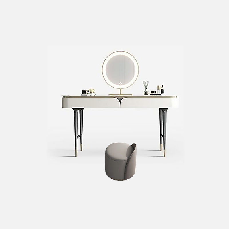 White Rectangular Slate Top Dressing Table Metal Base with 2/4 Drawers Dresser