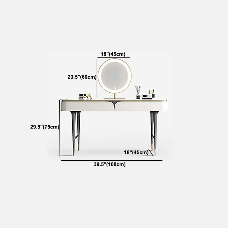 White Rectangular Slate Top Dressing Table Metal Base with 2/4 Drawers Dresser