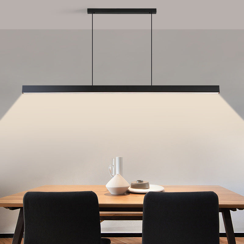 Metal Strip Chandelier Light Fixture Simple LED Island Pendant for Dining Room