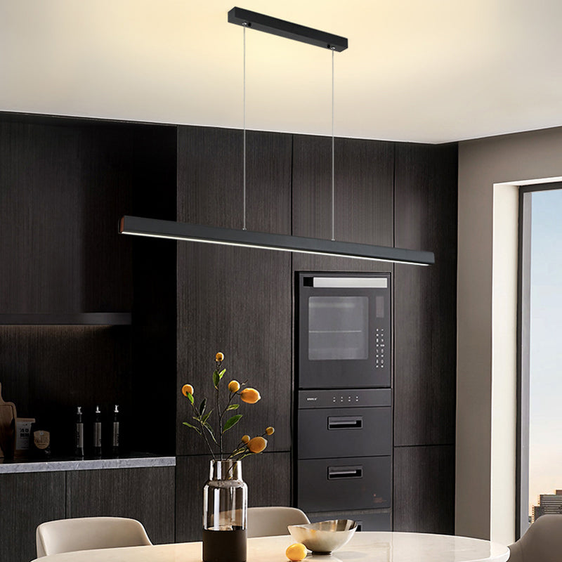 Metal Strip Chandelier Light Fixture Simple LED Island Pendant for Dining Room