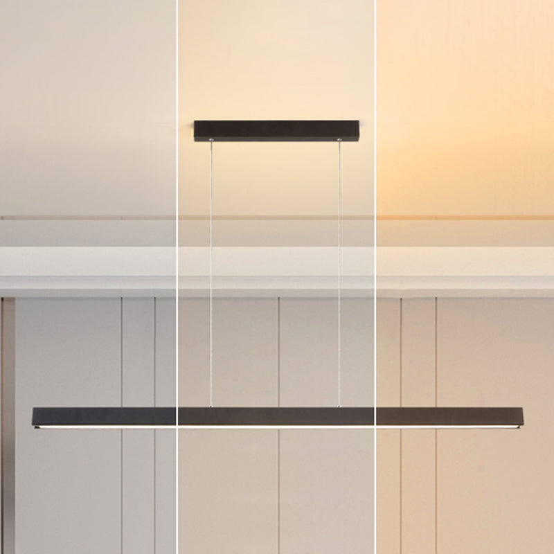 Metal Strip Chandelier Light Fixture Simple LED Island Pendant for Dining Room