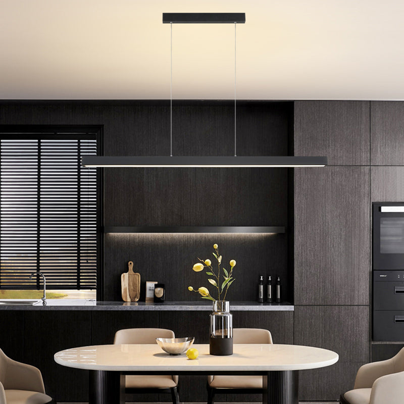 Metal Strip Chandelier Light Fixture Simple LED Island Pendant for Dining Room