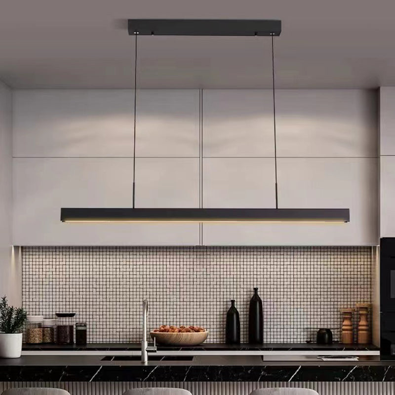 Metal Strip Chandelier Light Fixture Simple LED Island Pendant for Dining Room