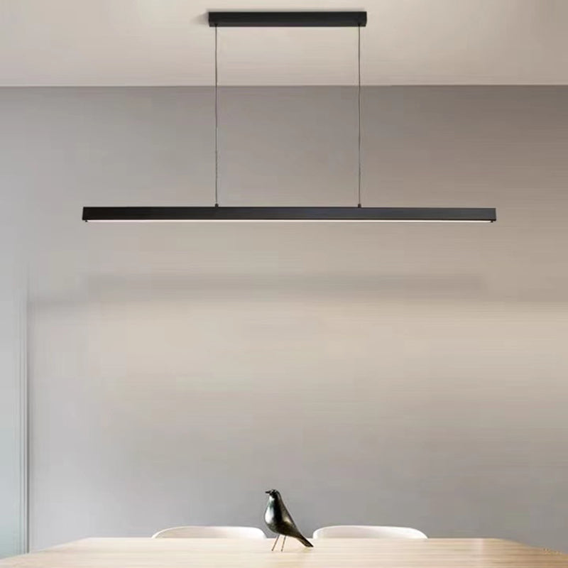 Metal Strip Chandelier Light Fixture Simple LED Island Pendant for Dining Room