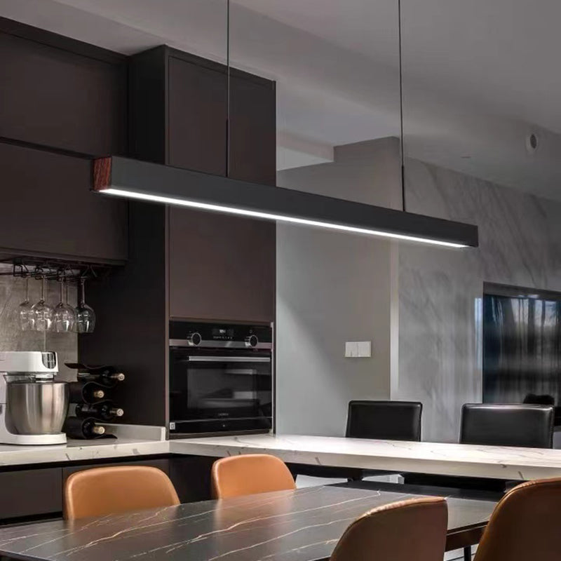 Metal Strip Chandelier Light Fixture Simple LED Island Pendant for Dining Room