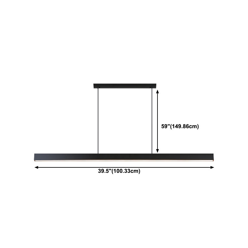 Metal Strip Chandelier Light Fixture Simple LED Island Pendant for Dining Room