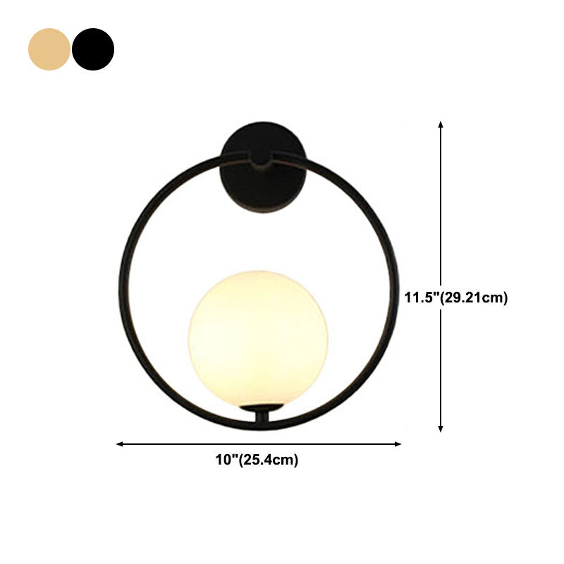 Globe Glass Wall Lamp in Modern Style Metal 1-Light Wall Light for Bedroom