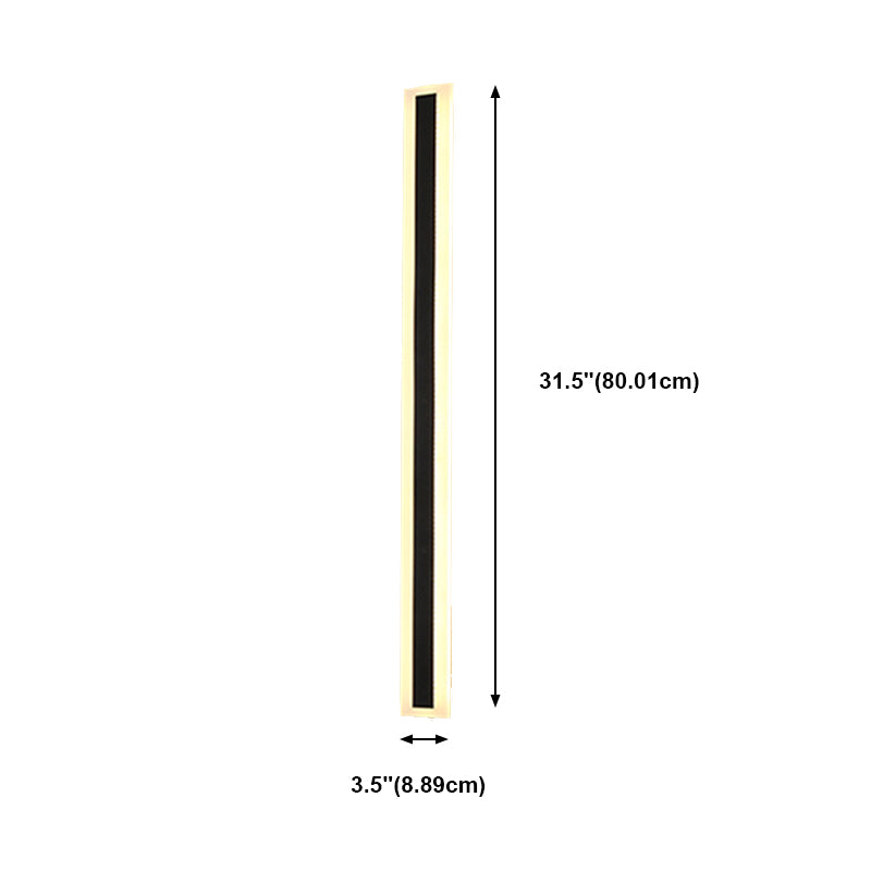 Black LED Wall Light in Modern Simplicity Metal Linear Wall Lamp with Acrylic Shade