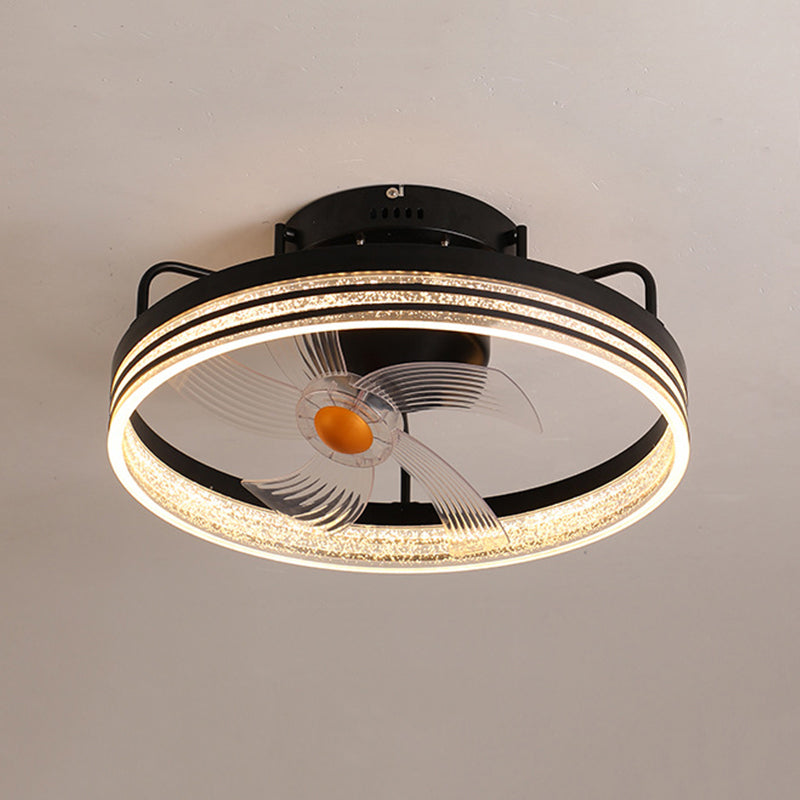 Metal Round Shape Ceiling Fans Light Modern 1-Light Ceiling Fan Light