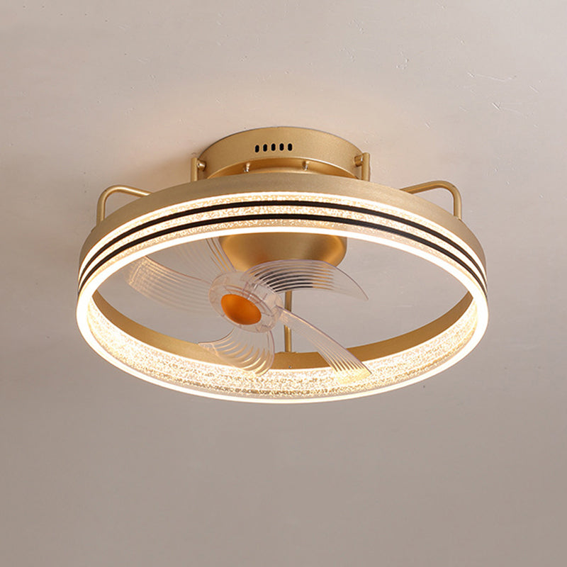 Metal Round Shape Ceiling Fans Light Modern 1-Light Ceiling Fan Light