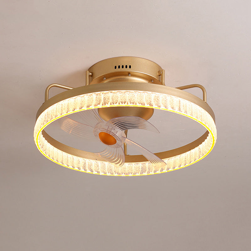 Metal Round Shape Ceiling Fans Light Modern 1-Light Ceiling Fan Light