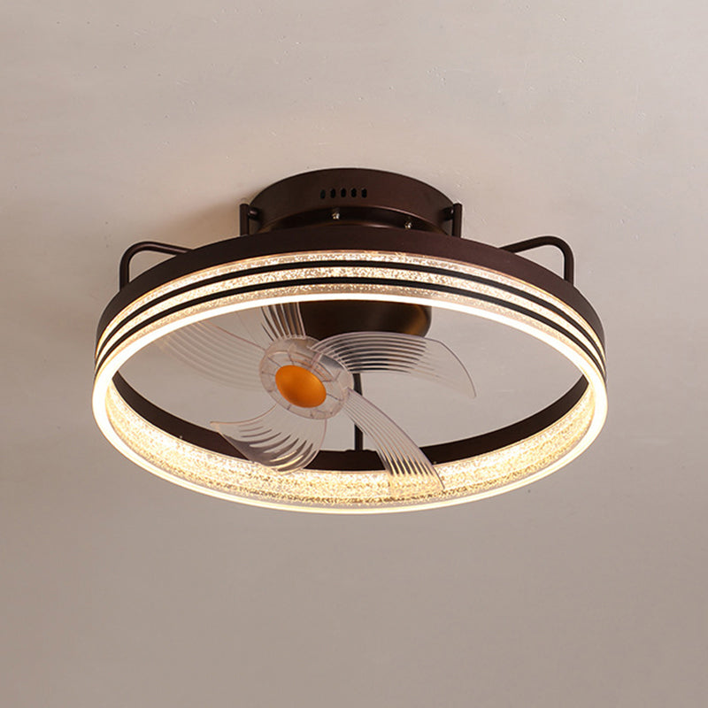 Metal Round Shape Ceiling Fans Light Modern 1-Light Ceiling Fan Light