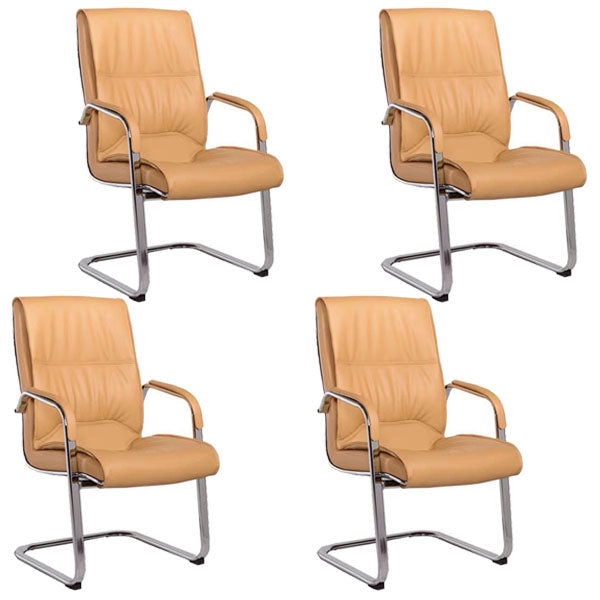Modern Leather and Metal Desk Chair with Mid Back Home Office Chair