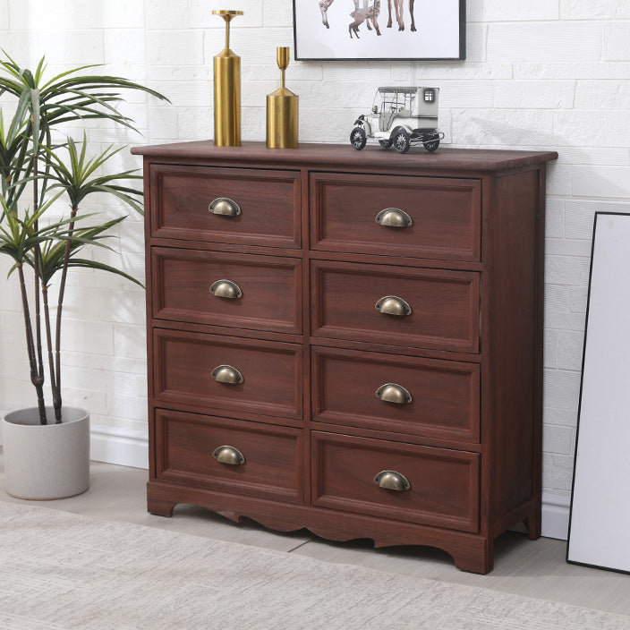 Traditional Style Storage Chest Bedroom Vertical Wooden Storage Chest Dresser with Drawers