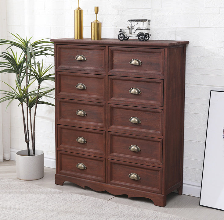 Traditional Style Storage Chest Bedroom Vertical Wooden Storage Chest Dresser with Drawers