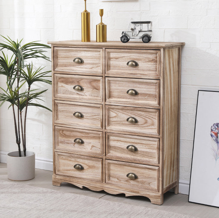 Traditional Style Storage Chest Bedroom Vertical Wooden Storage Chest Dresser with Drawers