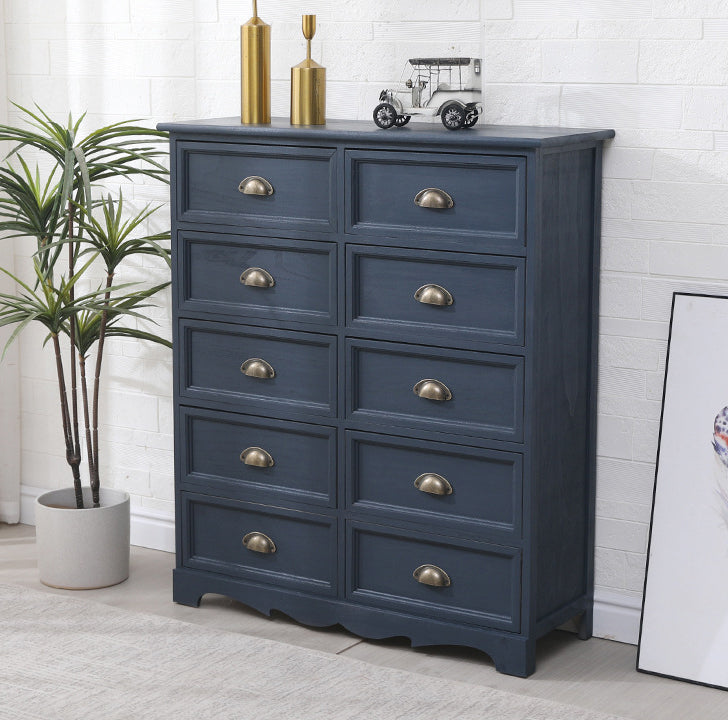 Traditional Style Storage Chest Bedroom Vertical Wooden Storage Chest Dresser with Drawers