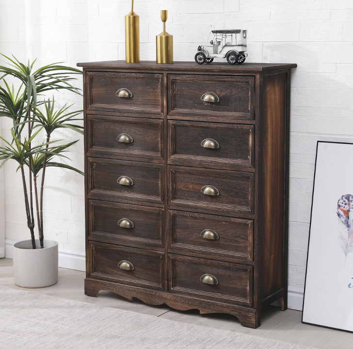 Traditional Style Storage Chest Bedroom Vertical Wooden Storage Chest Dresser with Drawers