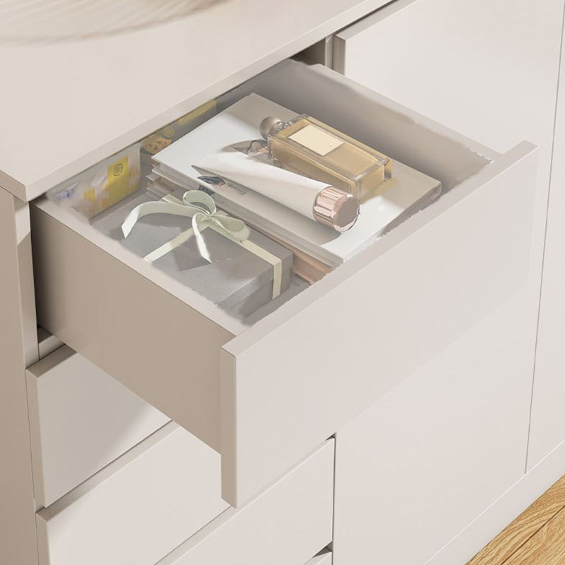 Multi Drawers Dresser White and Brown Wooden Storage Chest for Bedside