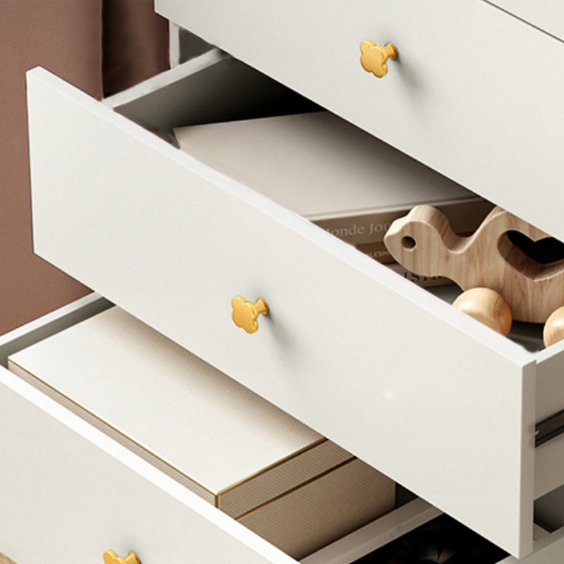 White and Pink Bedroom Dresser Modern Style Wooden Storage Chest with Multi Drawers