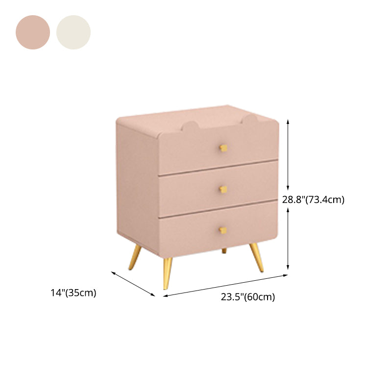 White and Pink Bedroom Dresser Modern Style Wooden Storage Chest with Multi Drawers