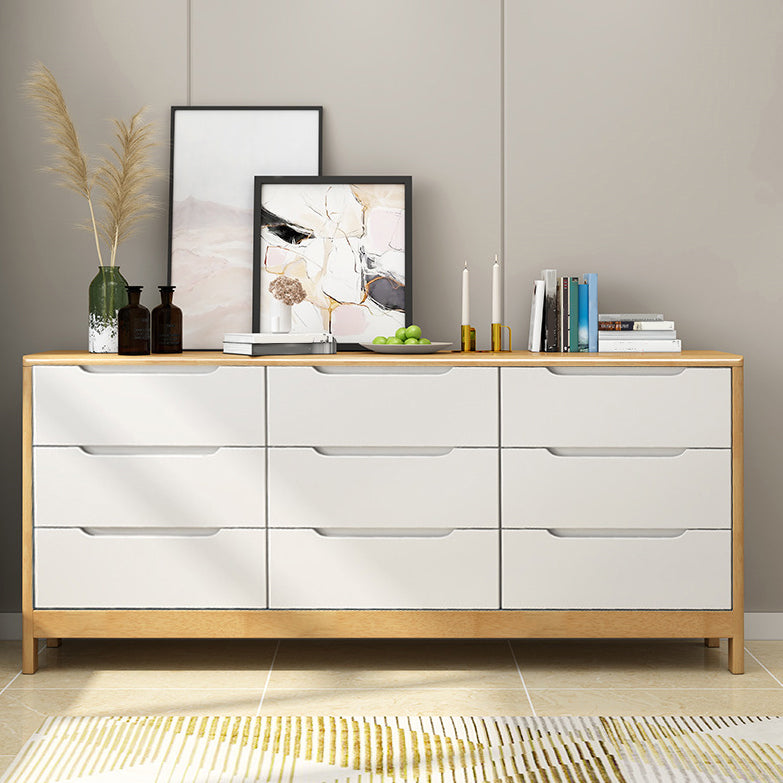 Bedroom Dresser Modern Style Rubber Wood Storage Chest with Multi Drawers