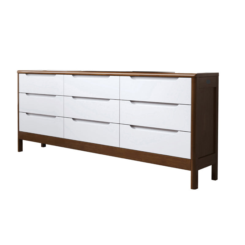 Bedroom Dresser Modern Style Rubber Wood Storage Chest with Multi Drawers
